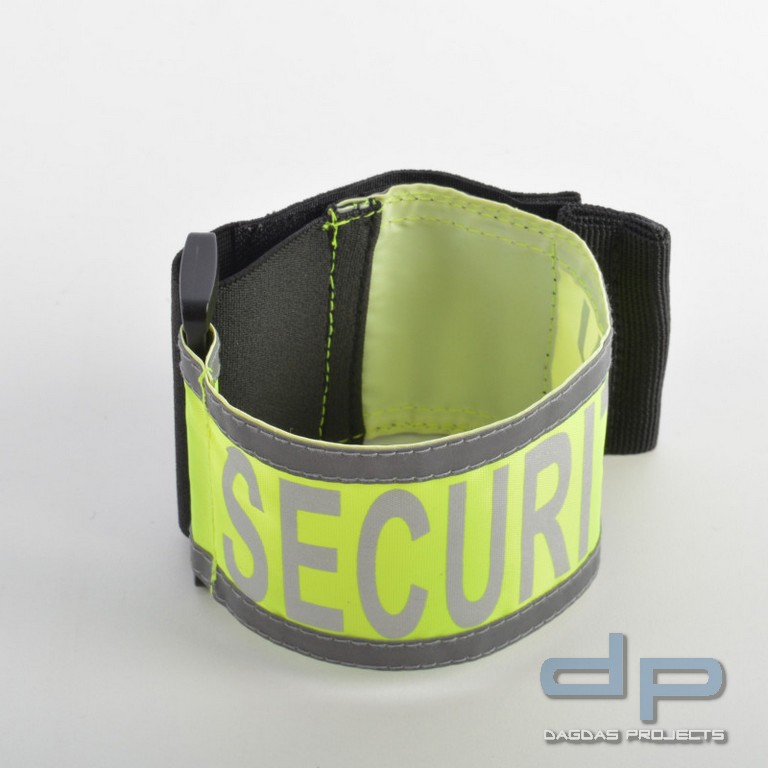 COP® Armbinde neongelb mit Reflexstreifen oben/unten und D-Ring, silber SECURITY