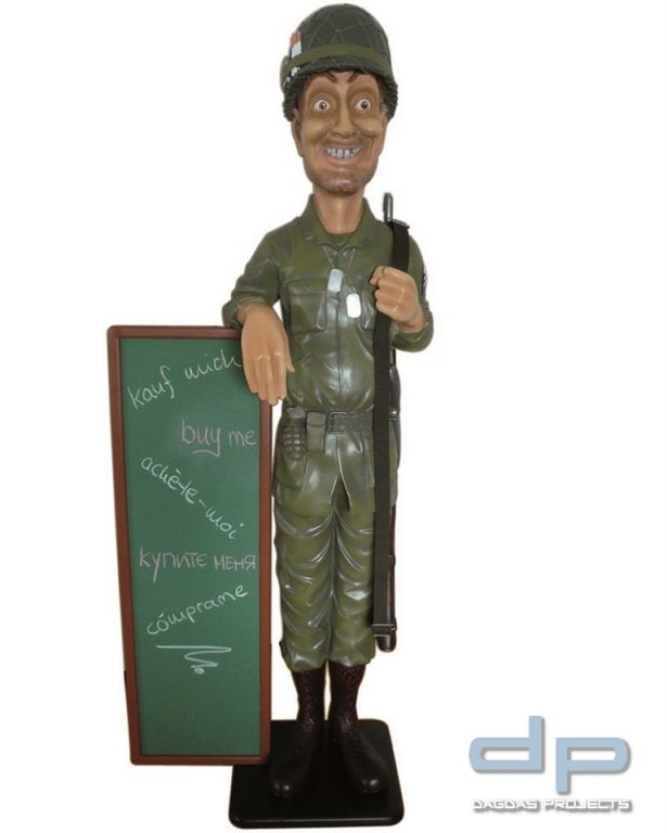SOLDIER WITH BOARD H183 CM