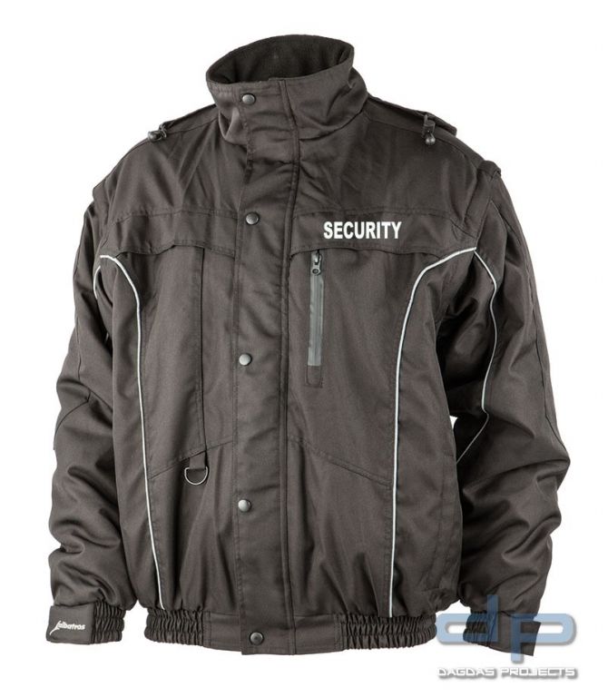 2 in 1 Behörden Blouson dp Schwarz mit reflektierend silberner Aufschrift nach Wunsch