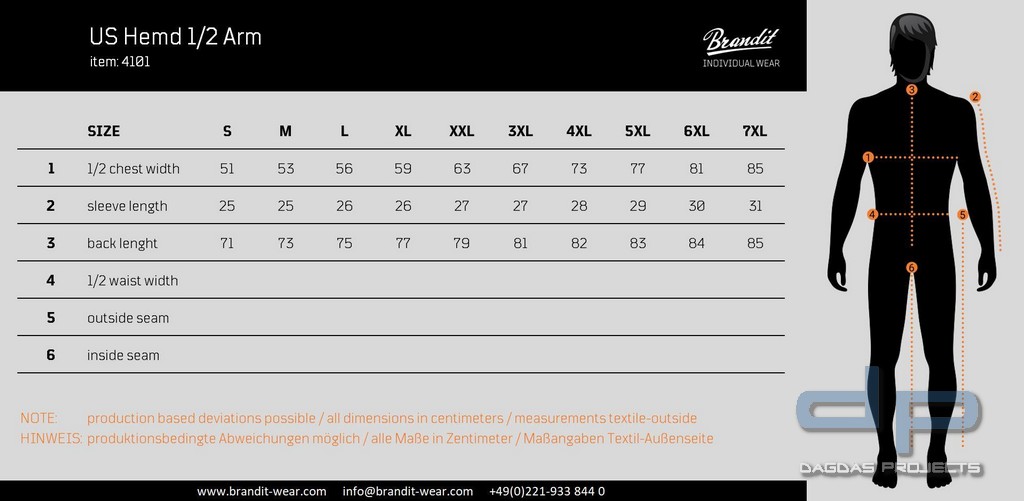US Hemd 1/2 Arm in verschiedenen Farben