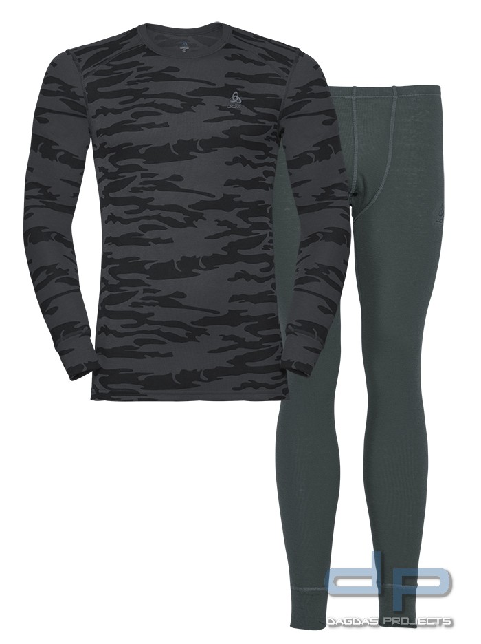 Odlo Baselayer Set Warm Camo grau