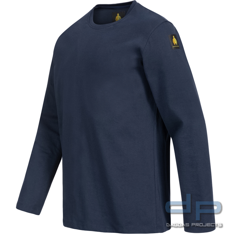 Brunnirok Armschutz-Shirt Siegburg Navy-Blue mit Wunschaufdruck in reflex silber