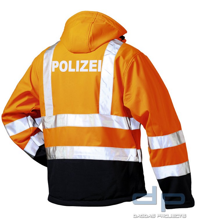 POLIZEI Warnschutz-Softshell Jacke orange/blau