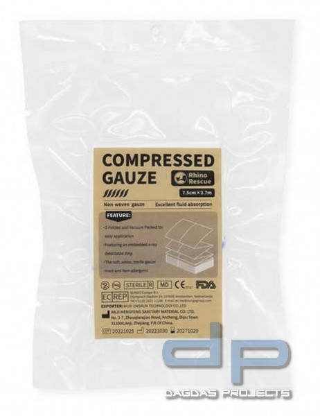 Rhino Rescue Compressed Gauze (7,5cm x 3,7m)