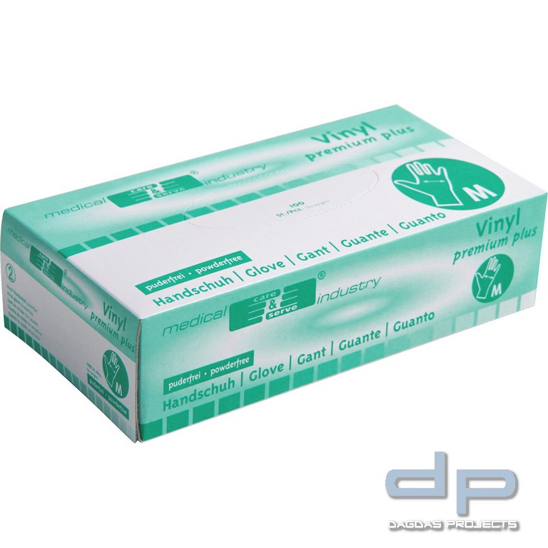 Vinyl premium Einmalhandschuhe 100er Pack, Farbe transparent, puderfrei