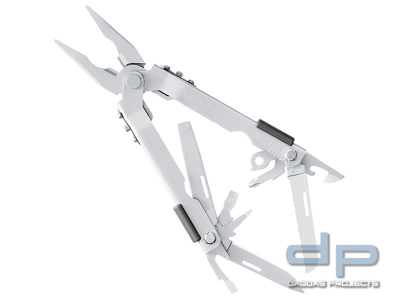 Gerber MP 600 NEEDLENOSE, schlanker Zangenkopf, Klinge, Säge, Büchsenöffner, Kapselheber, Nylonetui