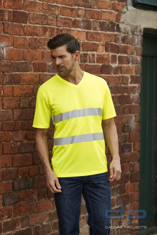 Hi Vis Top Cool Super Light V-Neck T-Shirt orange oder gelb