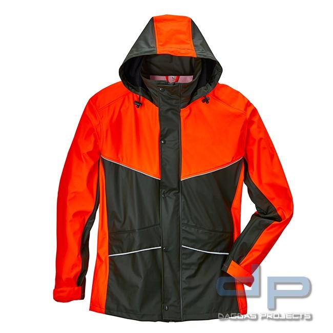 PU-Regenjacke in oliv-orange