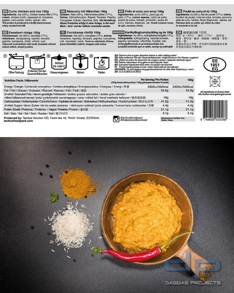 TACTICAL FOODPACK® CURRY CHICKEN AND RICE VP2