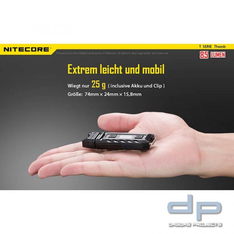 NiteCore® Thumb aufladbare Schlüsselanhängerlampe