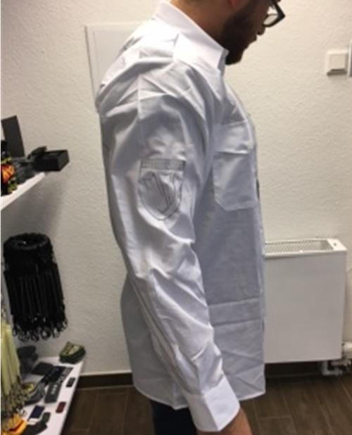 Pilot Hemd Longsleeve weiss 3 Fach Druck Brust, Rücken, Armdruck MSS