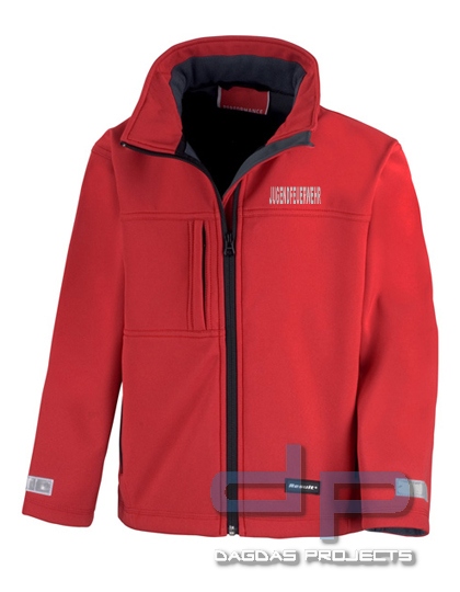 Junior Classic Soft Shell Jacke in verschiedenen Farben mit reflektierendem Wunschtext