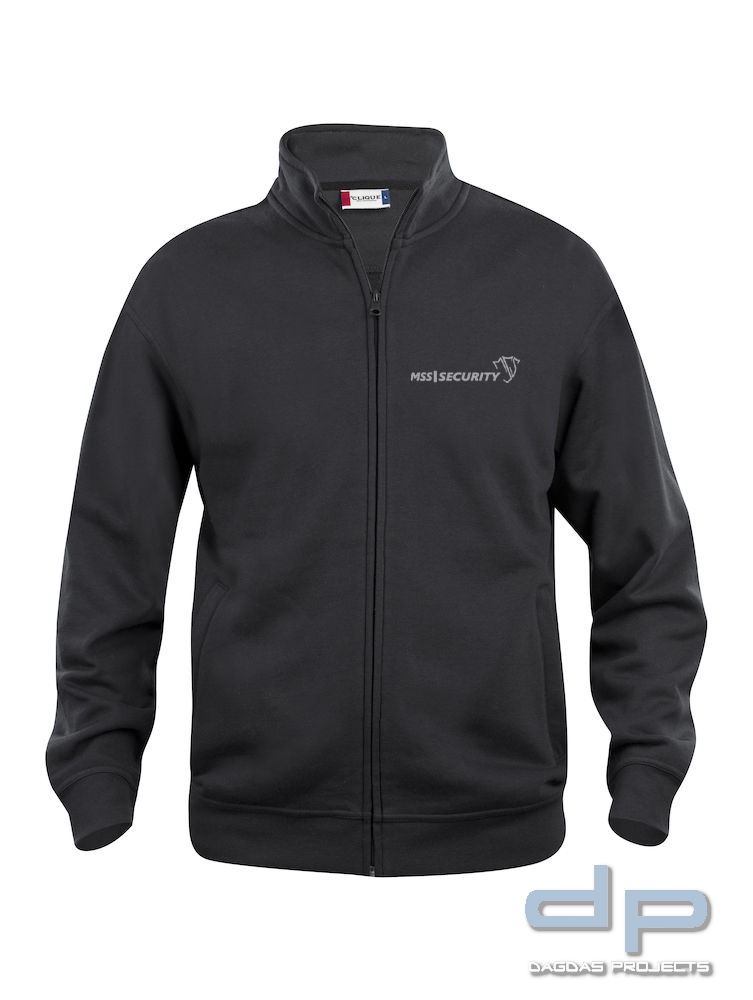 Sweat Jacke Behörde in Schwarz  mit 3 Fach Aufdruck MSS