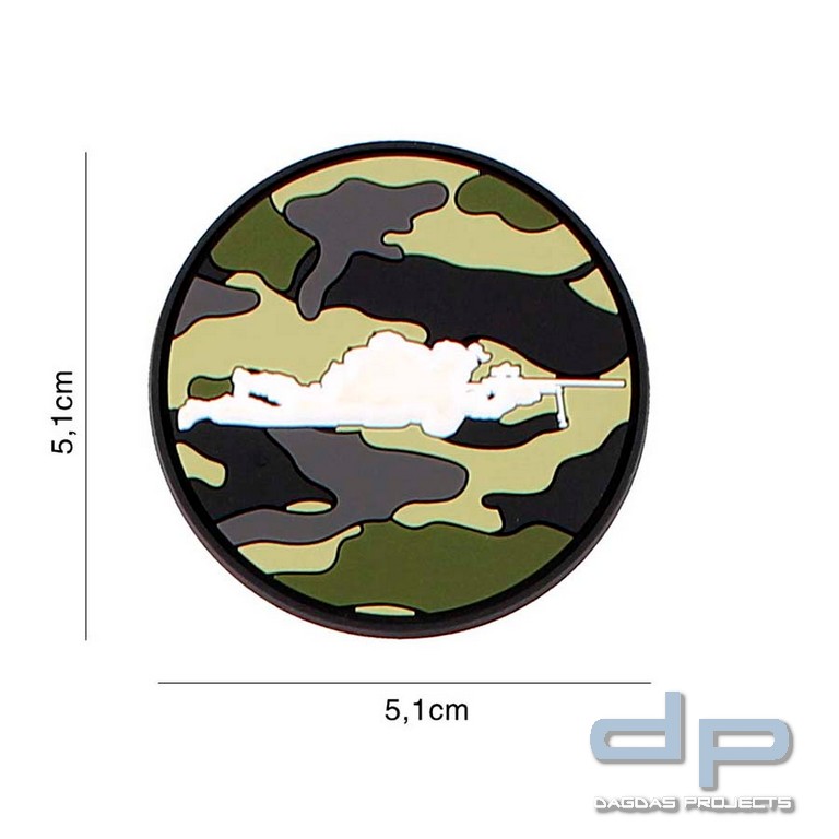 Emblem 3D PVC Sniper woodland rund