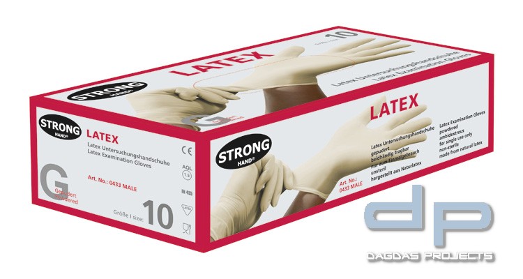 Latex-Einweghandschuhe gepudert in Hellbeige