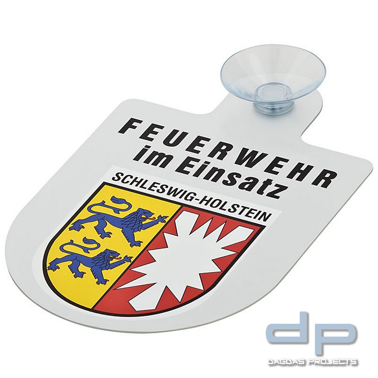 Alu Saugnapf Wappen Schild Feuerwehr im Einsatz mit Wappen Schleswig-Holstein