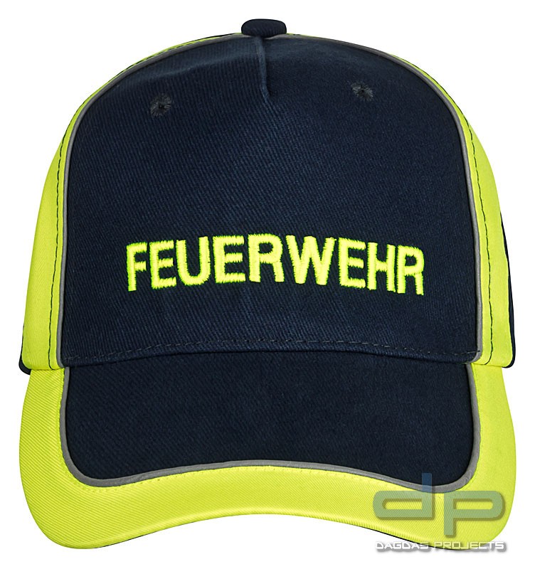 PACOTEX® Premium Contrast Cap Schirmmütze marineblau/leuchtgelb mit Reflexsteifen und FEUERWEHR Stic