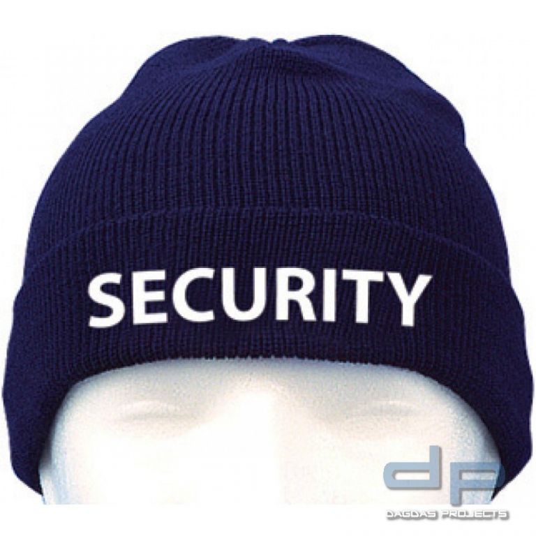 Wollmütze "SECURITY" mit Bestickung weiß