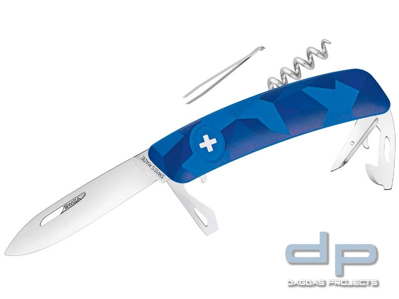 SWIZA Schweizer Messer C03 LIVOR,Anti-Rutsch-Griffschalen, Camo Urban Blue, 11 Funktionen