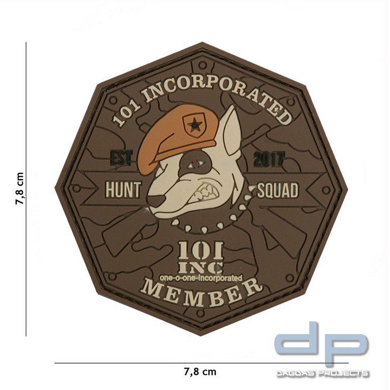 Emblem 3D PVC 101 INC Hunt Squad braun