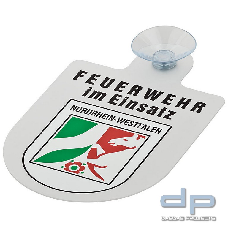 Alu Saugnapf Wappen Schild Feuerwehr im Einsatz mit Wappen Nordrhein-Westfalen