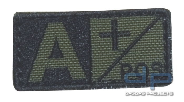 Blutgruppenpatch Oliv/Schwarz A pos + 229A+001