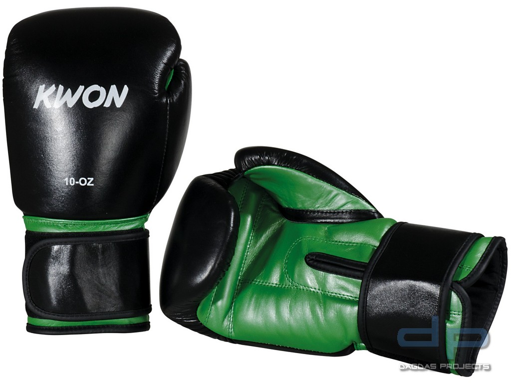 Boxhandschuhe Knocking in Schwarz/Grün Gewicht: 12 oz