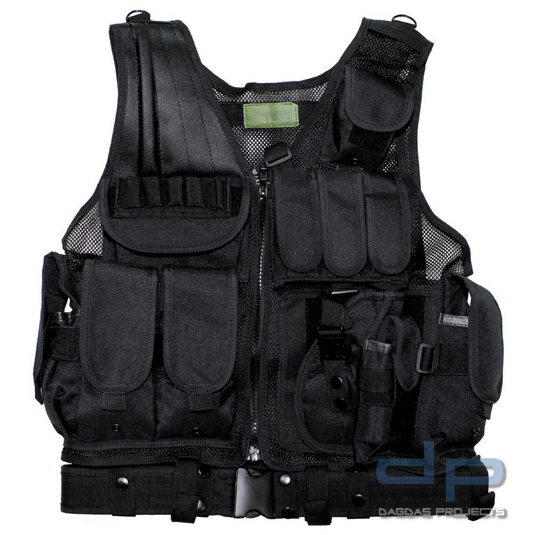 Weste, "USMC", schwarz, Koppel, Holster, div. Taschen