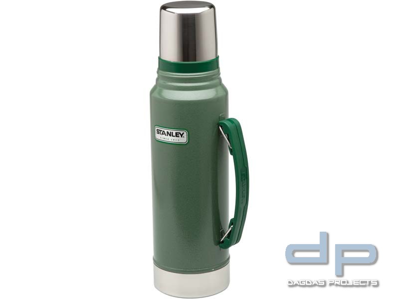 Stanley Classic Vakuum-Flasche, 1 Liter, 18/8 Edelstahl Hammertone grün, Vakuum-Isolation