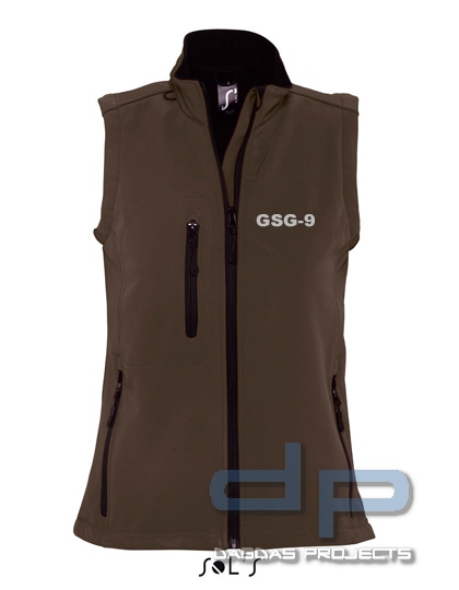 Damen Softshell Weste Behörden in verschiedenen Farben mit Wunschaufdruck in reflex silber