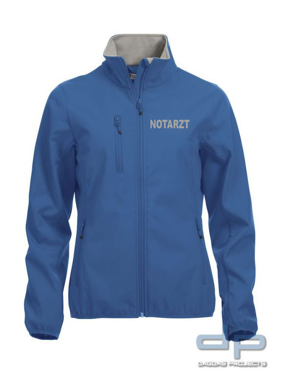 Basic Softshell Jacket Ladies mit reflektierend silbernem Wunschaufdruck in verschiedenen Farben