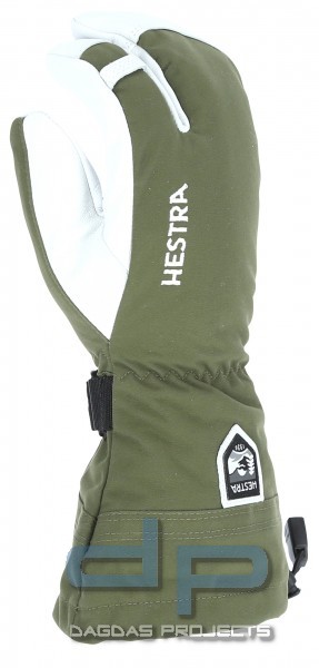 Hestra Army Leather Heli Ski (3-Finger Handschuhe) in oliv