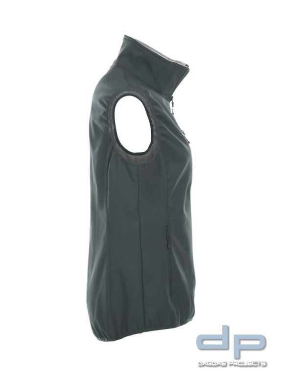 Basic Softshell Weste Ladies mit reflektierend silbernem Wunschaufdruck in verschiedenen Farben
