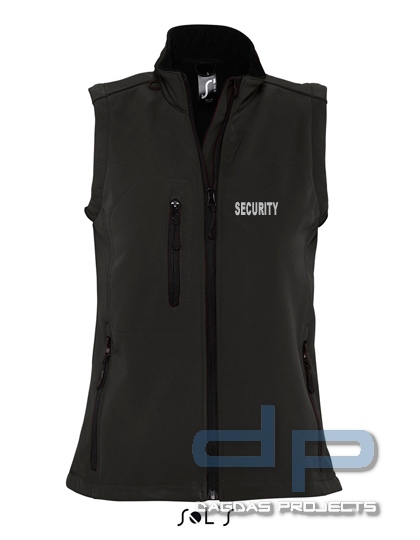 Damen Softshell Weste Behörden in verschiedenen Farben mit Wunschaufdruck in reflex silber