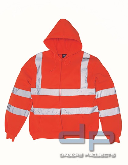 Hi Vis Zip Hoodie in verschiedenen Farben mit Wunschbeschriftung in reflex silber