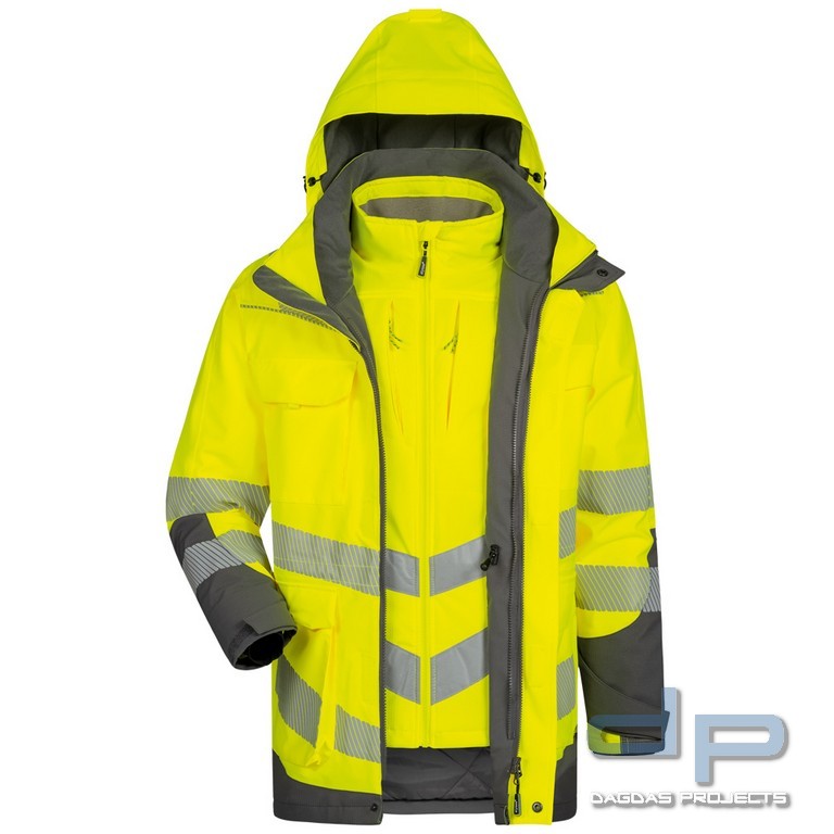 Behörden WARNSCHUTZ PARKA in Gelb/Grau mit Aufdruck nach Wunsch auf dem Rücken