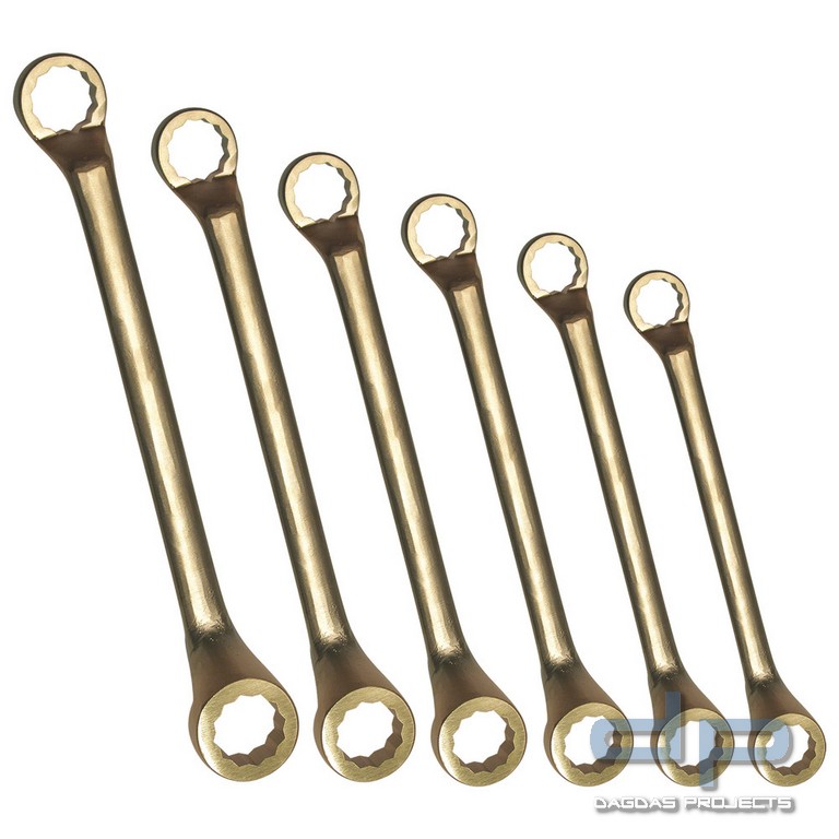 Doppelringschlüssel-Satz funkenfrei, gekröpft, 12-teilig, 6 - 32 mm