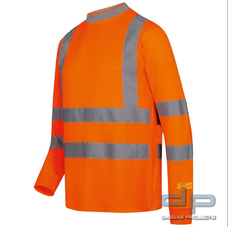 UV-WARNSCHUTZ LANGARM T-SHIRT in fluoreszierend orange mit Wunschaufdruck auf dem Rücken