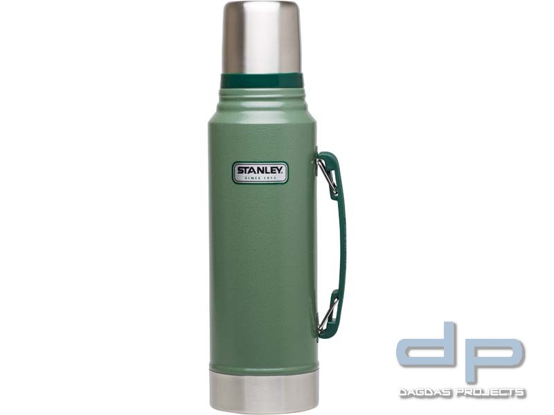 Stanley Classic Vakuum-Flasche, 1 Liter, 18/8 Edelstahl Hammertone grün, Vakuum-Isolation