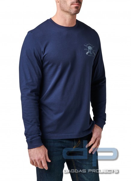5.11 T-SHIRT LANGARM BLAU MIT DRUCK QUIET WARRIOR