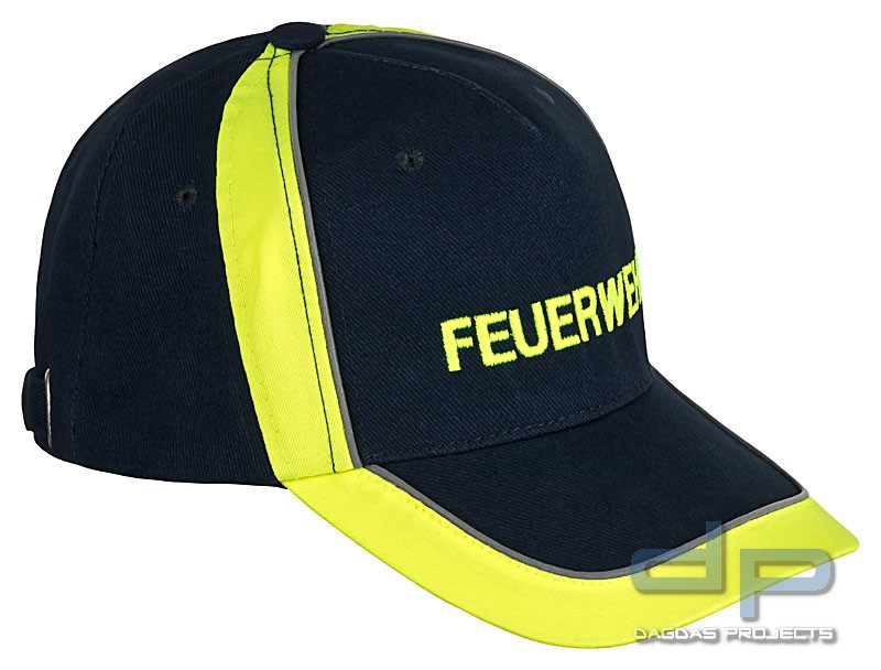 PACOTEX® Premium Contrast Cap Schirmmütze marineblau/leuchtgelb mit Reflexsteifen und FEUERWEHR Stic