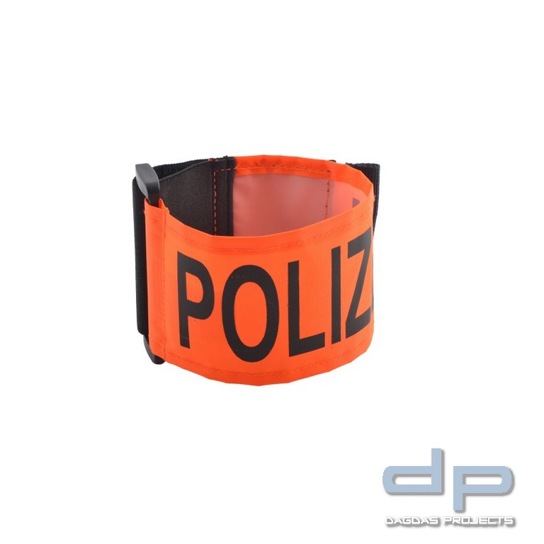 COP® Armbinde orange mit D-Ring, Aufdruck schwarz - POLIZEI -