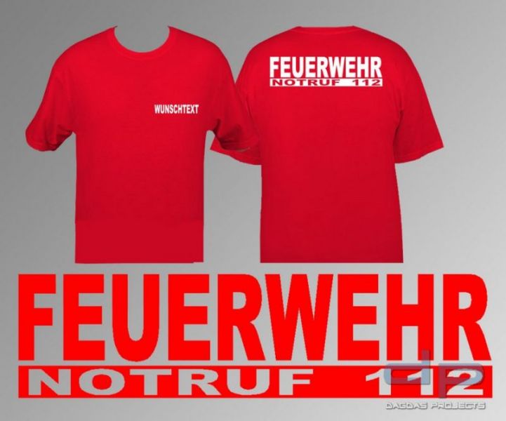 Feuerwehr Logo Sweat Shirt Notruf 112 mit norm. Folie