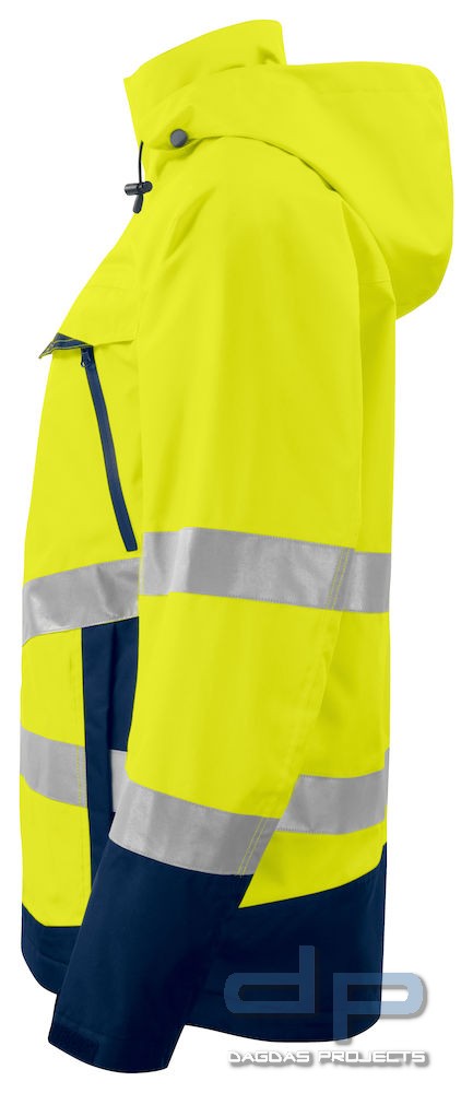 Funktionsjacke EN ISO 20471 Klasse 3 ProJob in Gelb/Navy Größe: L mit Wunschtext auf Brust und Rücke