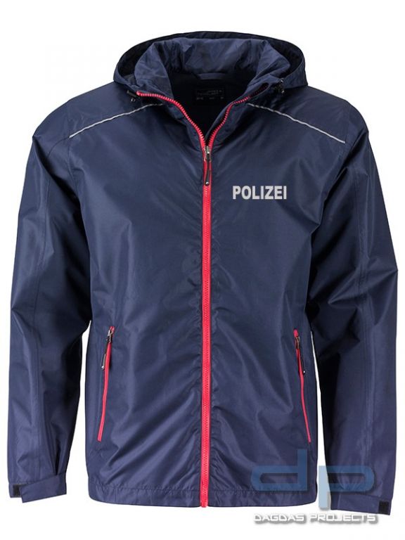 Ladies’ Rain Jacket Regenjacke Windbreaker mit Wunschaufdruck, Farbe: Navy, Größe: M