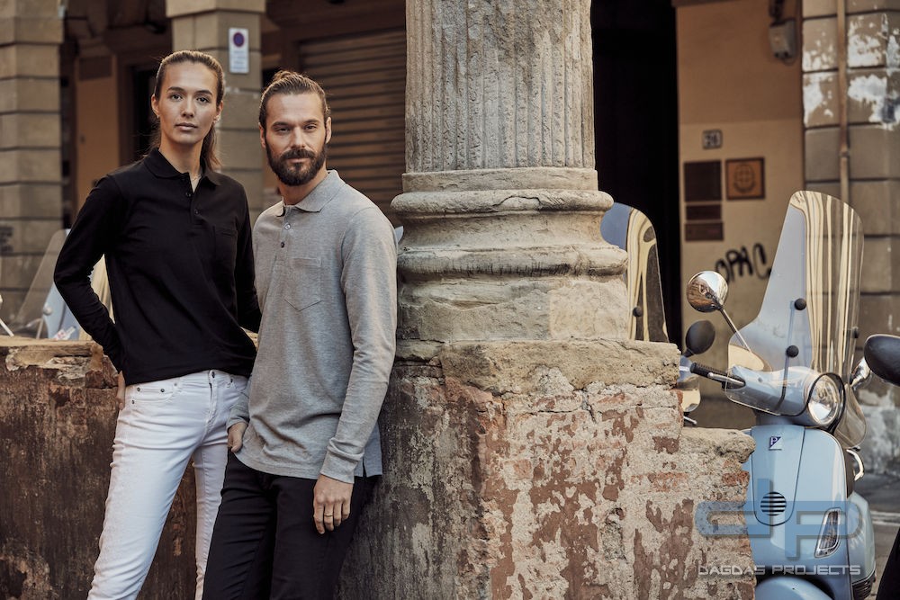 Polo Pocket Long Sleeve mit Wunschaufdruck in verschiedenen Farben