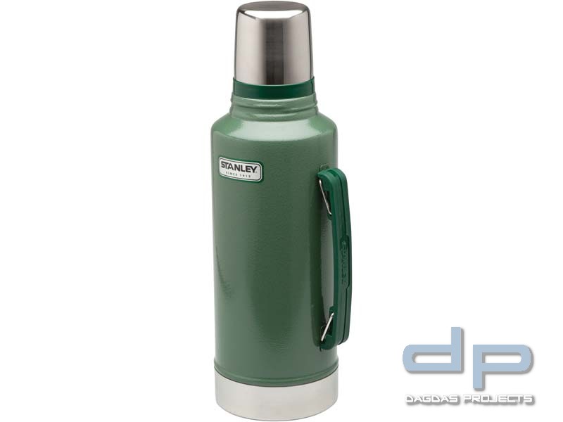 Stanley Classic Vakuum-Flasche, 1,9 Liter, 18/8 Edelstahl, Hammertone grün, Vakuum Isolation
