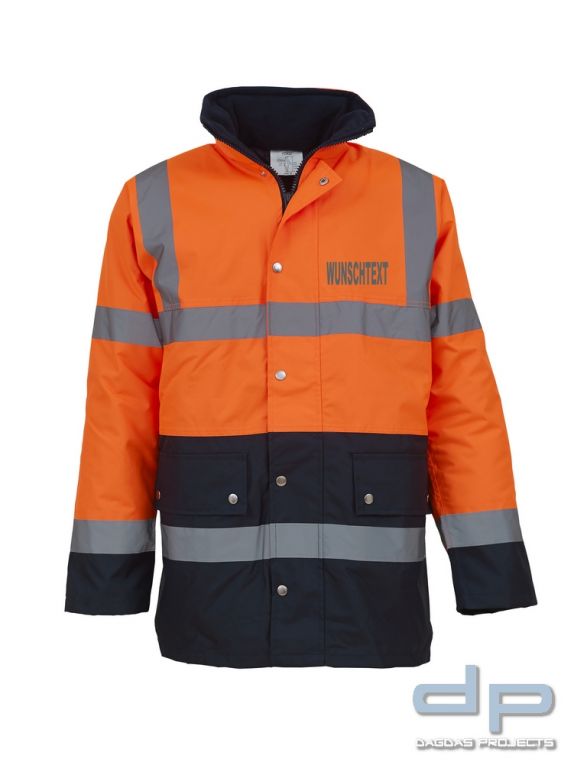 High Visibility Two-Tone Motorway Jacket in verschiedenen Farben mit Wunschbeschriftung in reflex si