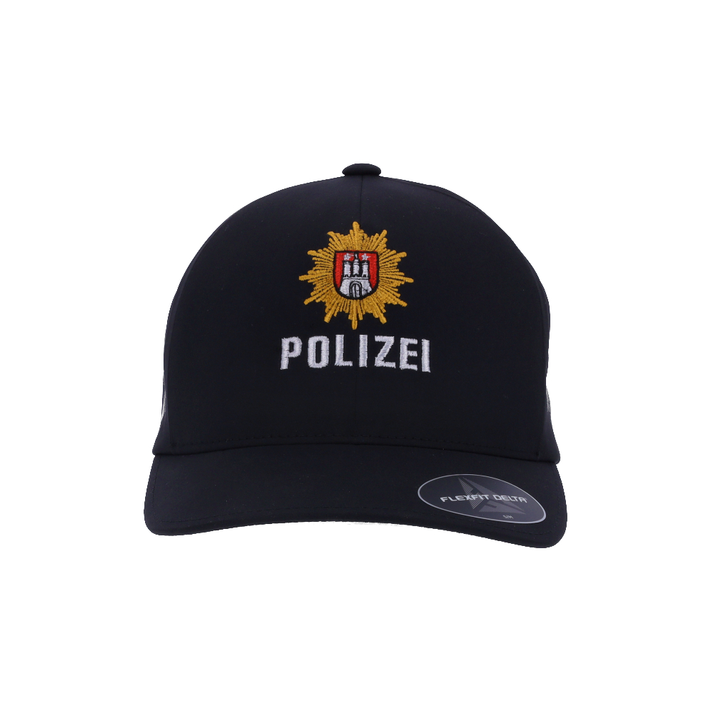 FLEXFIT DELTA CAP "POLIZEI HAMBURG", SCHWARZ