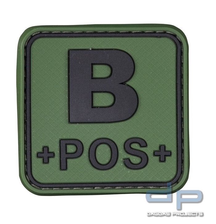 3D Blutgruppenpatch 50x50 Grün/Schwarz B pos +